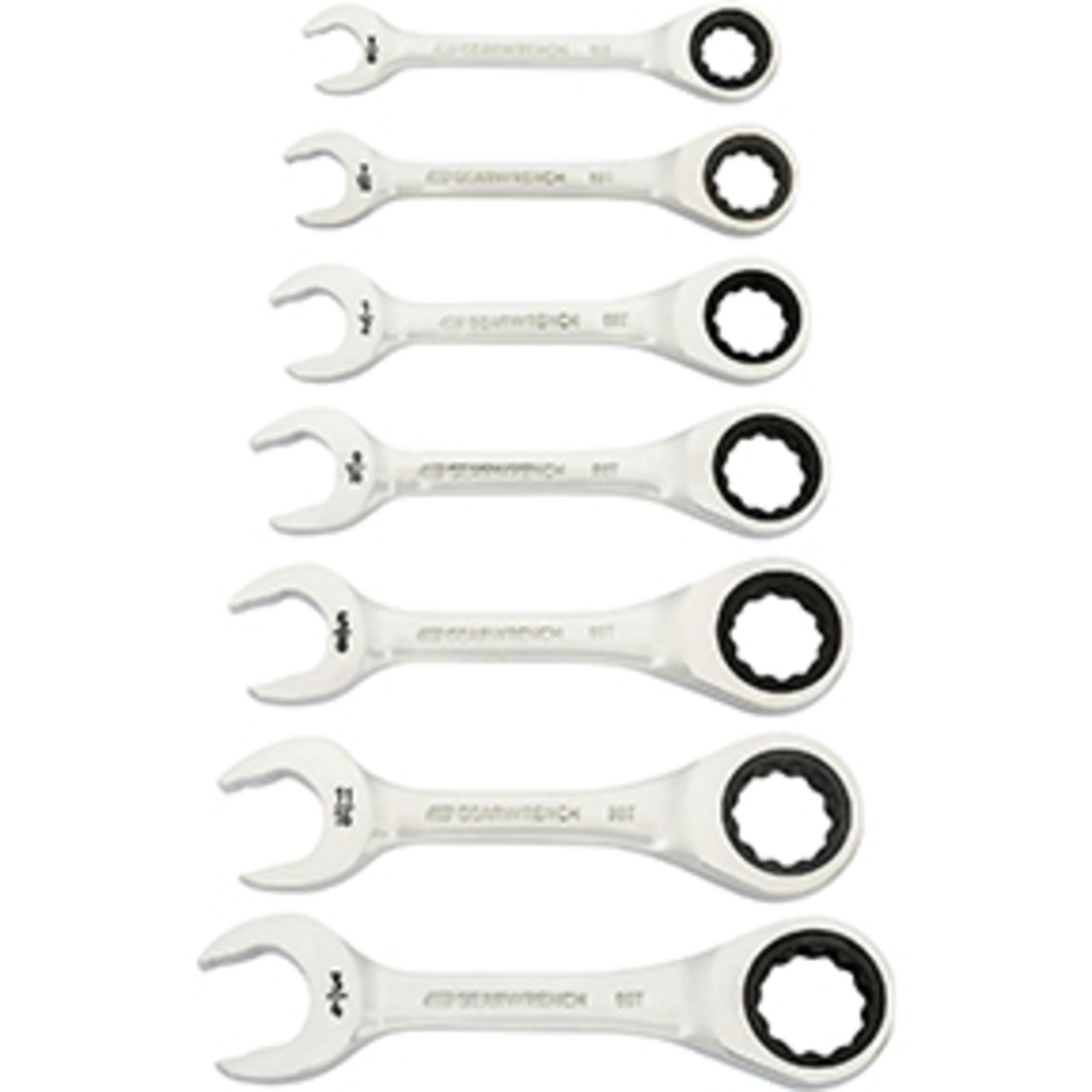 GearWrench Stubby Ratcheting Combination Wrench Set — 7 Piece, 90-Tooth, 12 Point, SAE, Model# KDT86858